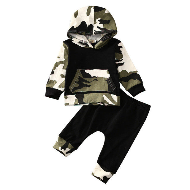 2pcs Autumn Spring Infant Clothes Baby Clothing Sets Baby Boys Camouflage Camo Hoodie Tops Long Pants 2Pcs Outfits Set Clothes