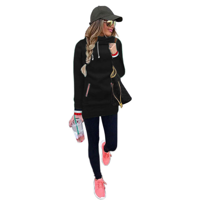 Women Sweatshirt 2018 Autumn Winter Casual Pockets With Velvet Loose Soild Pullover Women Hoodies Coat Plus Size New Arrival