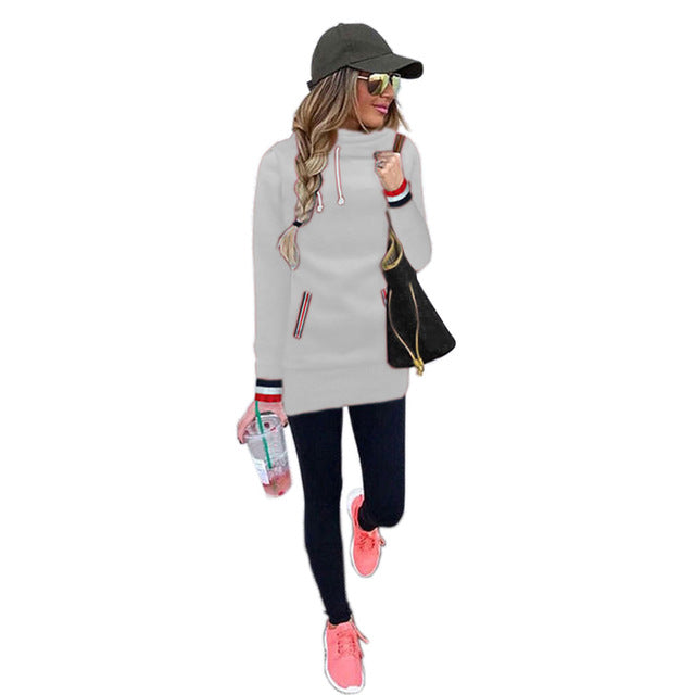 Women Sweatshirt 2018 Autumn Winter Casual Pockets With Velvet Loose Soild Pullover Women Hoodies Coat Plus Size New Arrival